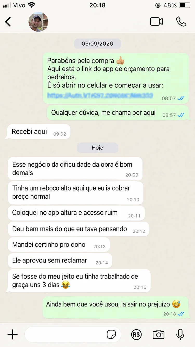 Pedreiro conta que usou o ajuste de altura e acesso ruim, o dono aprovou sem reclamar, e que sem isso teria trabalhado três dias de graça.